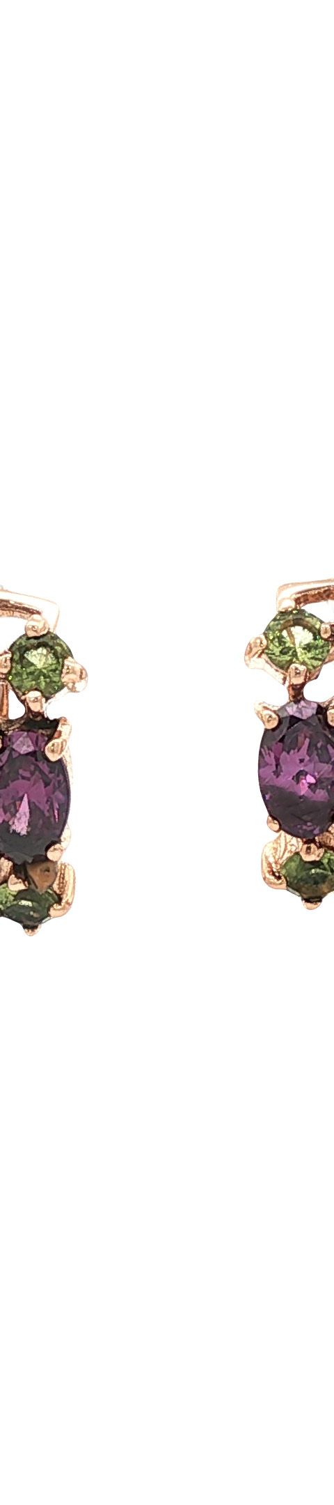 Vintage 14K Rose Gold Stud Earrings with Cubic Zirconia